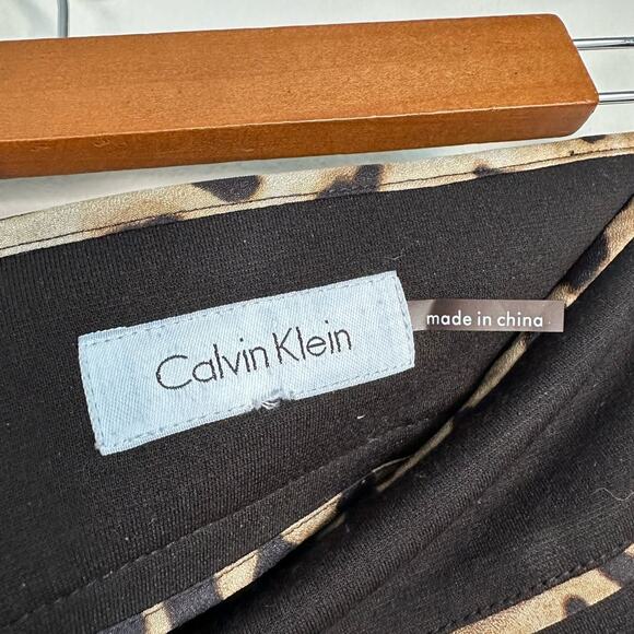 Calvin Klein Black Leopard Print Accent Midi Skirt Women's Size 8 - Picture 4 of 5